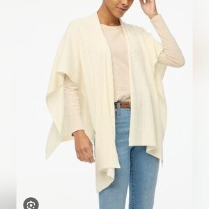 EUC J.Crew Factory Lightweight cable-knit poncho *FLAWED*